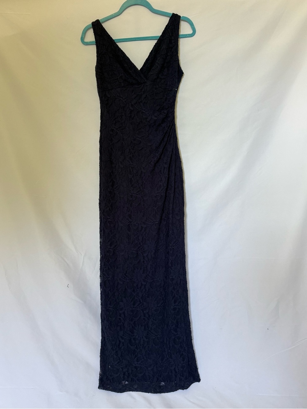 Lauren Ralph Lauren Evening Navy Lace V-Neck Maxi Dress Size 4P